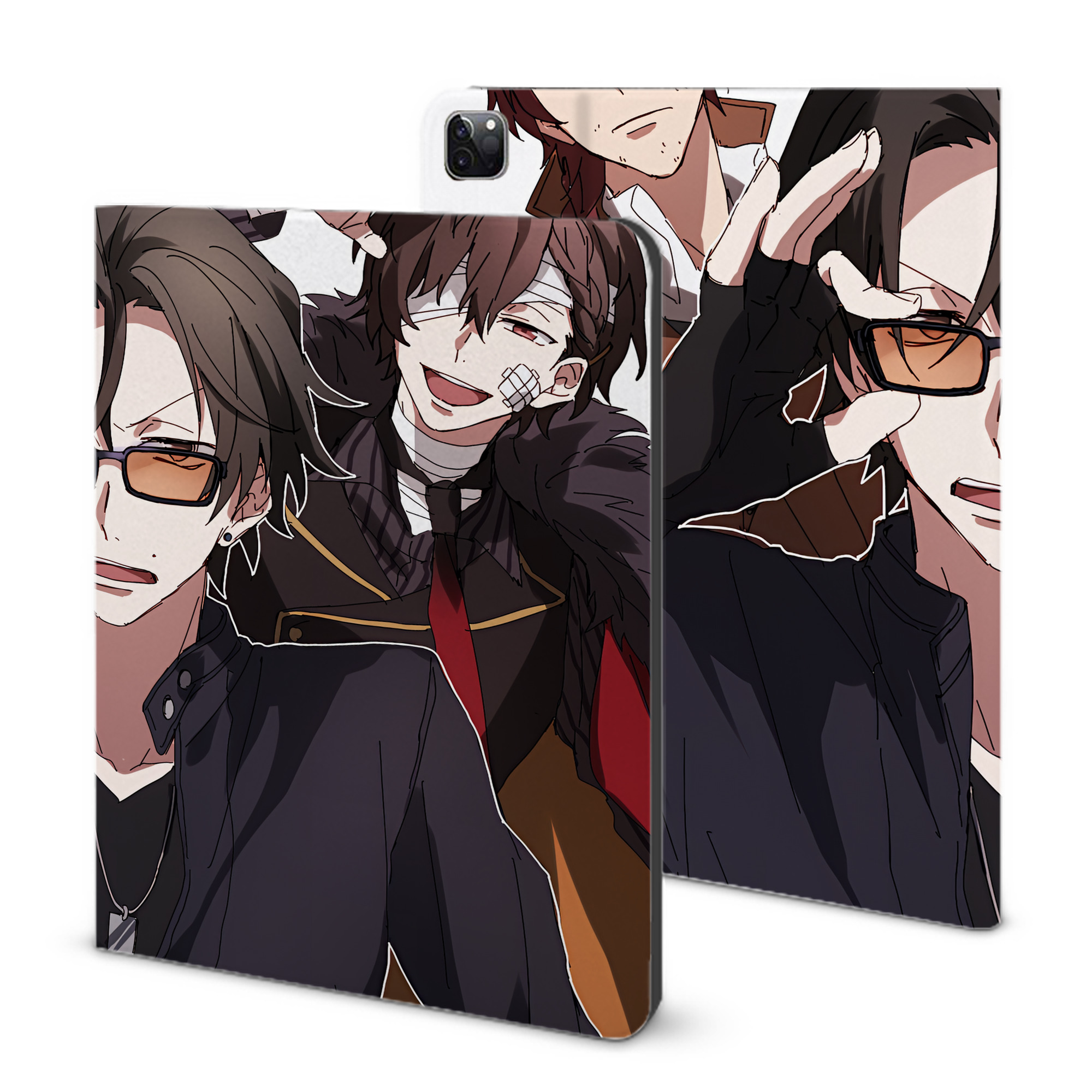 （画像用） 文豪ストレイドッグス Bungo Stray Dogs IPad ケース ブック型 PUレザー TPU 耐衝撃 軽量 薄型 ペン収納なし 全面保護 IPad 各モデル対応